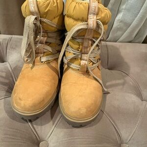 Timberland Mustard and Beige Lace-Up Boots